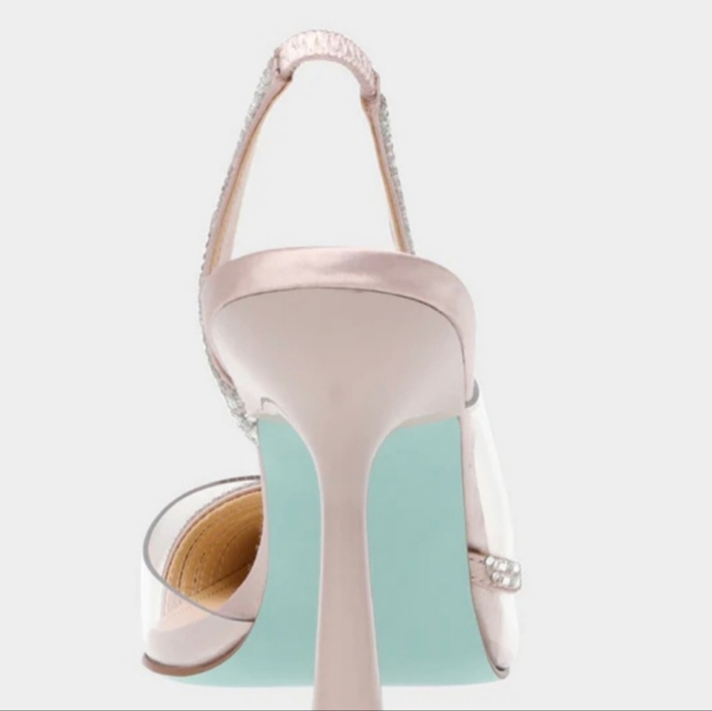Blue by Betsey Johnson Dora Satin Rhinestone Slingback Dress Pumps SZ 11 New - Picture 5 of 15